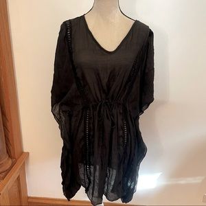 Danke semi sheer black coverup w/ tie waist